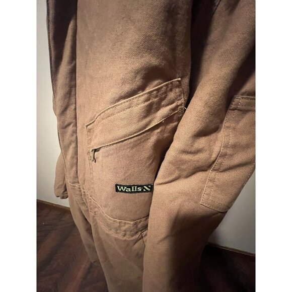 Walls Insulated Duck Overalls Men's Size LR GR Enduro Flex Stretch Canvas Brown - Picture 4 of 15